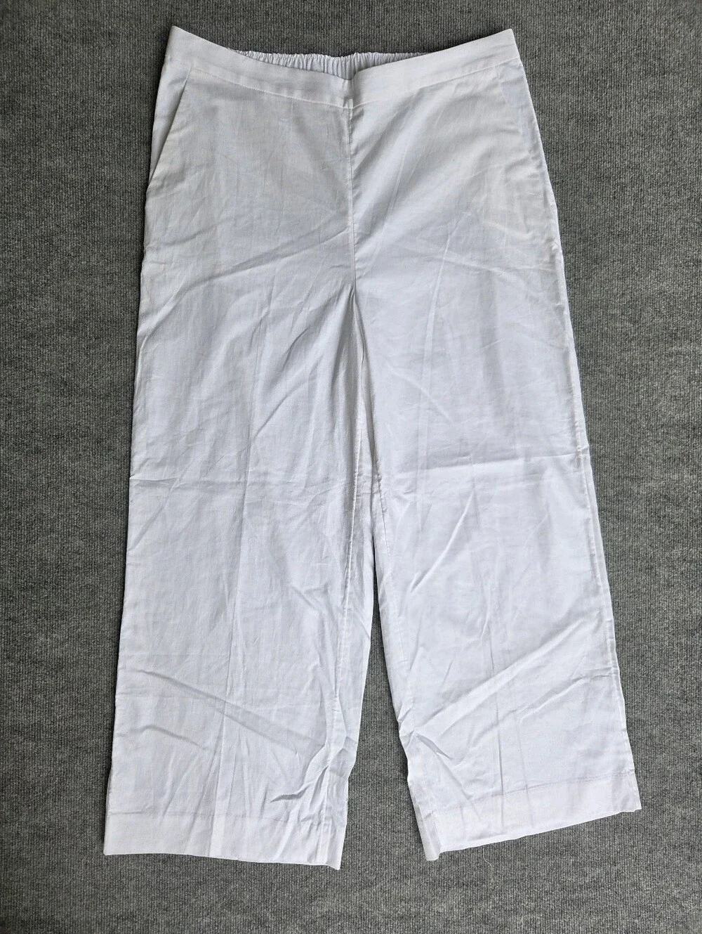 Banana Republic Hayden Wide Leg High-Rise Linen Blend White Pants Size-XL